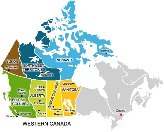 carte ouest canada